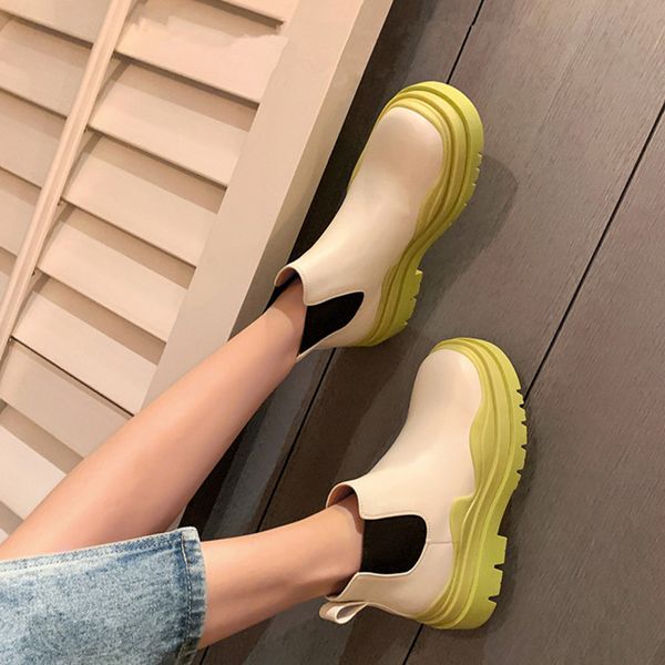 green-pink platform winter boots women round toe high heels ankle booties 2022 new designer candy color leather botas mujer