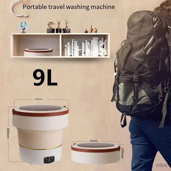 Mini Washing Machines Portable Washing Machine 9L Foldable with Spin Dryer Bucket for Clothes Mini Travel Home Underwear Socks Baby Washer A