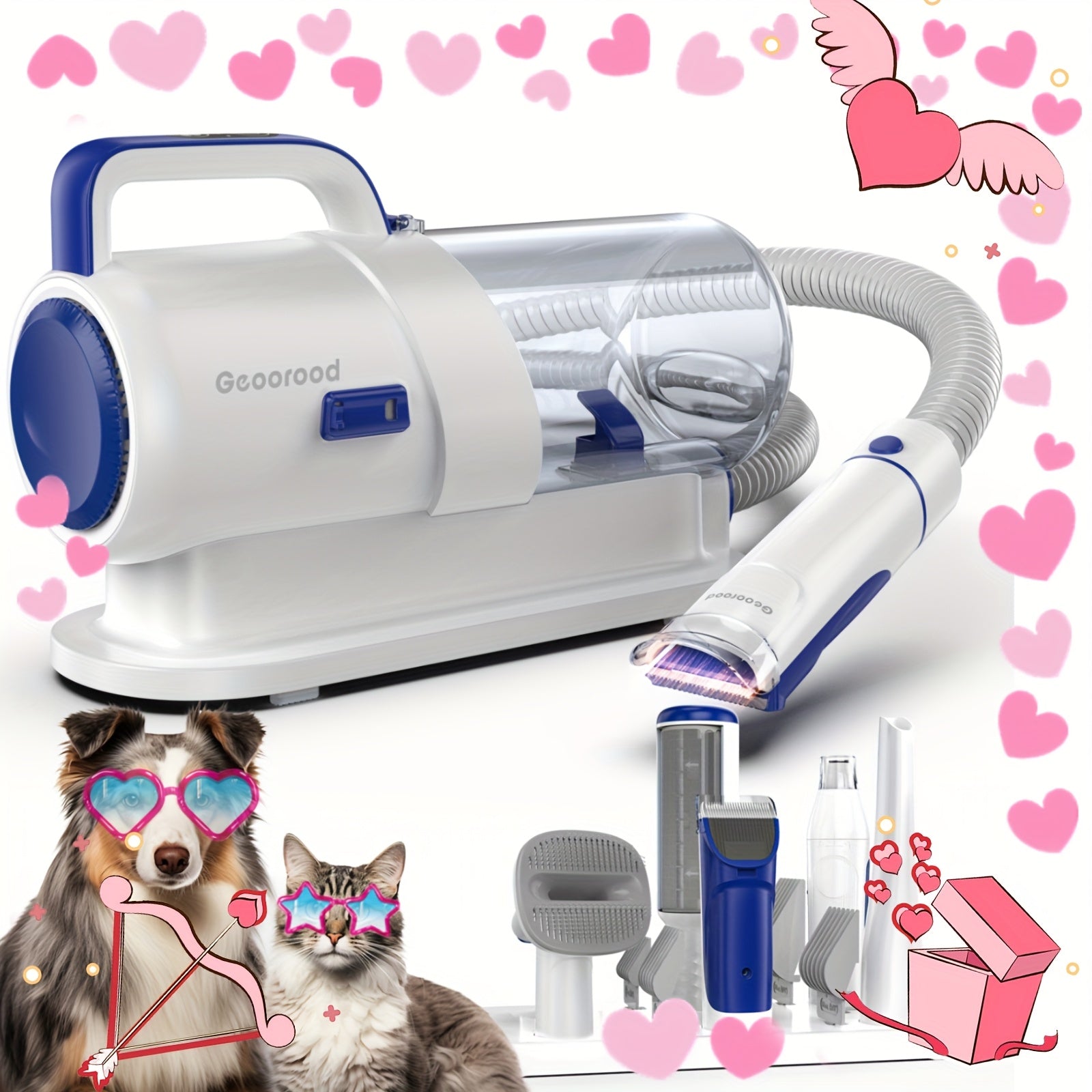 TEMU Dog Grooming Vacuum Kit With Electric Clipper And Nail Grinder - , Large Capacity Vacuum For Pet Hair Removal Includes Nail Trimmer - Blue