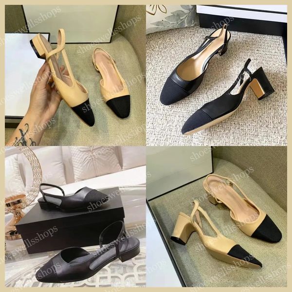 Slingbacks Sandal Designer Dress shoes Chan C ballet flats shoes High-heeled shoe women black Flat boat shoe Luxury Lady leather Loafers Gen