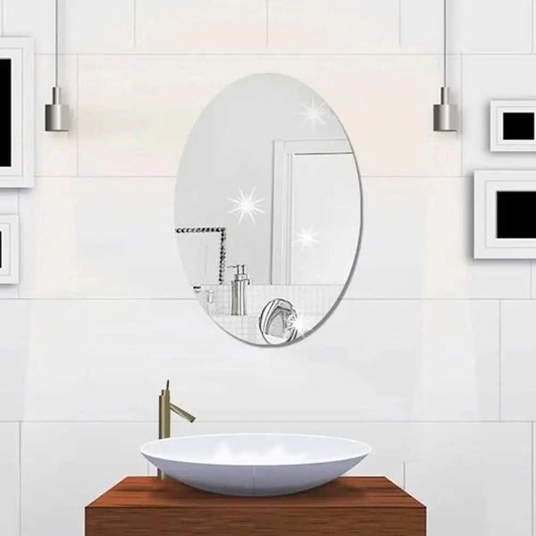 Oval Mirror Wall Stickers Hd Acrylic Waterproof Self-adhesive Wallpaper For Kitchen Home Wall Decoration Y240730