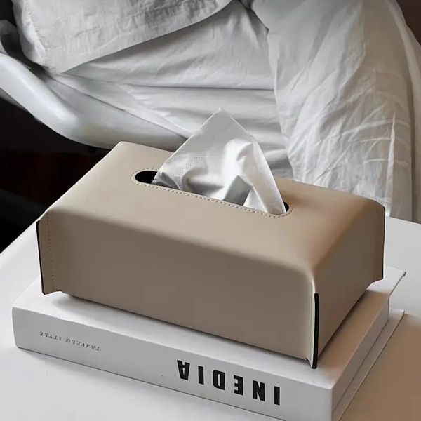 Woven Tissue Box Leather Napkin Case Paper Cover Car Living Tissue Paper Holder Desktop Home Tabletop Decoration 250114