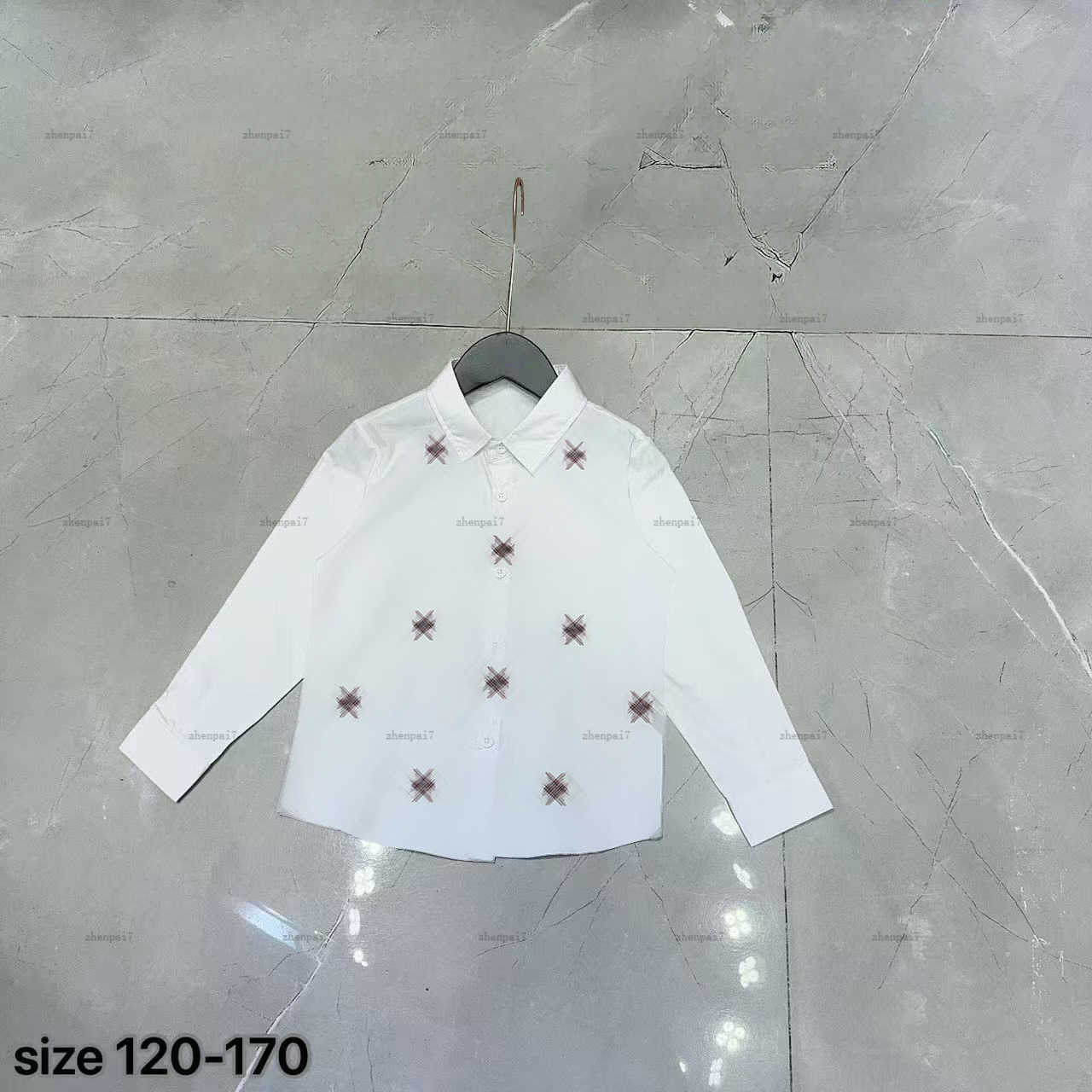 Top baby shirt Symmetrical logo design lapel shirt kids designer clothes child cardigan High quality girls boys Blouses A243X07N059