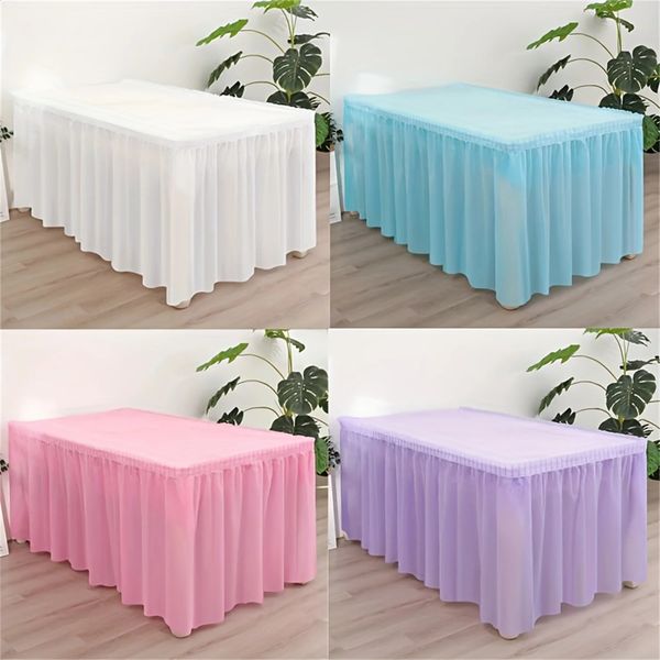 2pcs Tablecloth Set Disposable Solid Color Table Cover Skirts Rectangular Paper Covers With Long Skirting For Party 241119