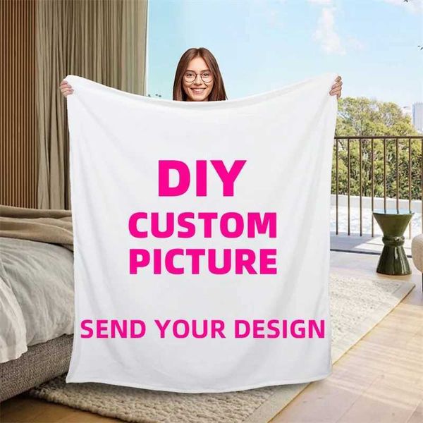 Your Picture Blanket Cover Coral Fleece Plush Custi DIY Print on Demand Dropsing Warm Throw Blankets for Bedspread Z250207