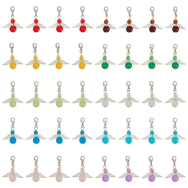 Angel Glass Bead & Alloy Pendant Locking Stitch Markers