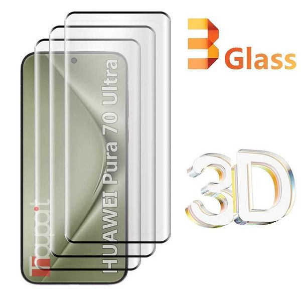 Cell Phone Screen Protectors 3Pcs 3D Tempered Glass For Pura 70 Ultra 70 Pro Screen Protector Full Cover Film For P70 Ultra Glass CL250210
