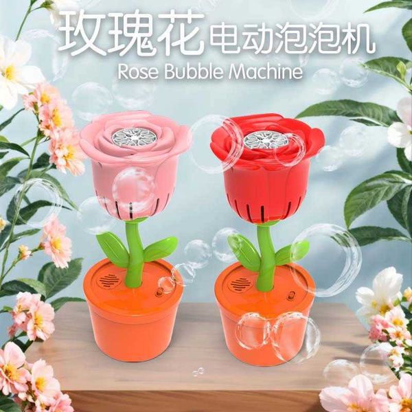 Baby Bath Toys Fully automatic rose sunflower street light bubble machine with sound and light music blowing bubbles for childrens outdoor t