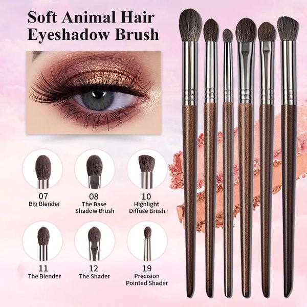 OVW Cosmetic 2-6 pcs Makeup Eye Shadow Brush Set Goat Hair Tool Ultra Soft Make Up Tapered Blender Diffuse Kit Cut Crease Brush 240620