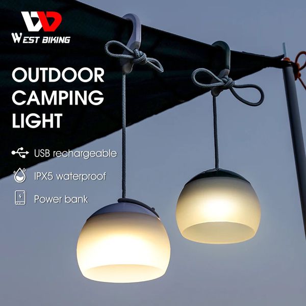 Portable Camping Light USB Rechargeable Hook Lantern Adjustable Outdoor Waterproof Tent Lights Emergency Table Lamp 240220