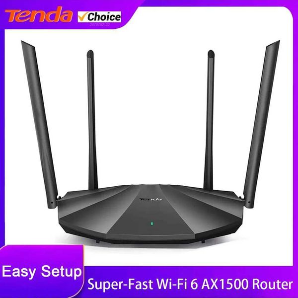 Routers Tenda WiFi6 AX150 Smart WiFi Router Dual Band Gigabit Wireless Internet 4 * 6dBi High Gain Antenna 3GB LAN Port AX2-CX2 Q250106