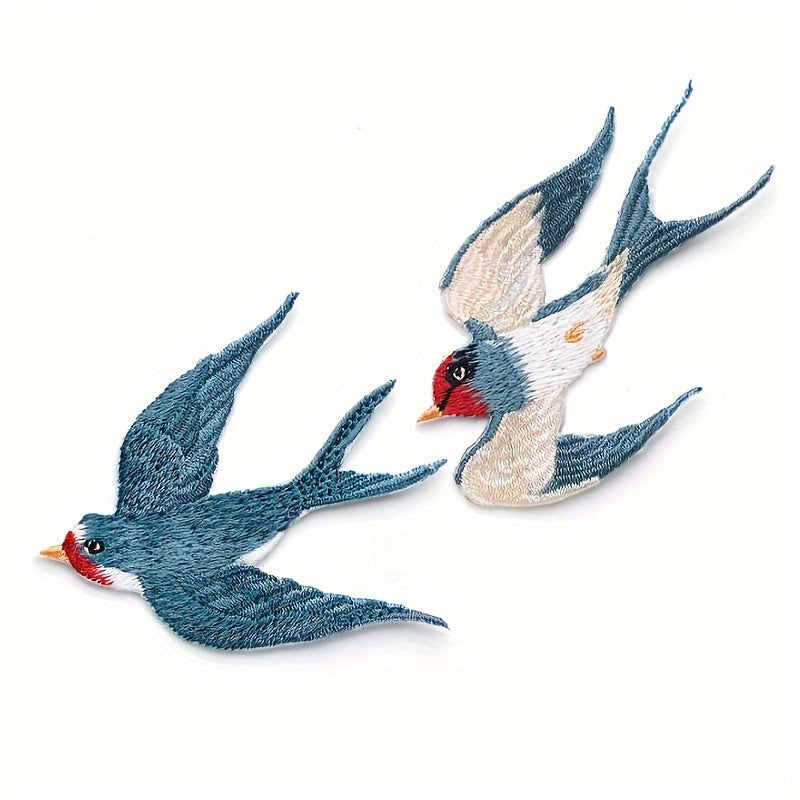 TEMU 1 Pair Blue Embroidery Patches, For Sewing, , Decorative Badges, Patches For Coats, Skirts, Hats, Backpacks