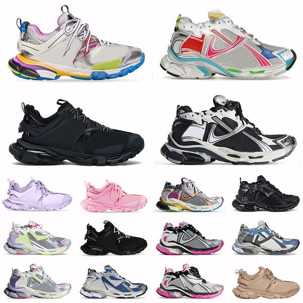 Womens Mens Luxury Runner 7 7.5 3.0 Tracks Designer Casual Shoes Platform Leather Mesh Nylon White Black Pink Trainers Track Jogging Walking