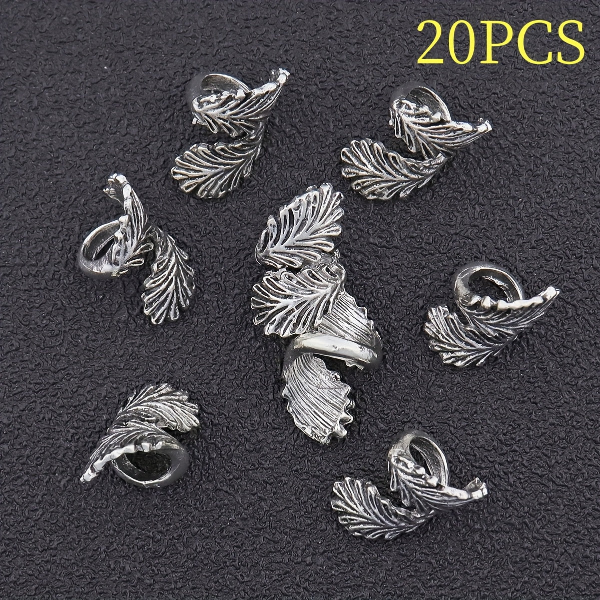 TEMU 20pcs Retro Style Feather Shaped Spacer Beads, Antique Silveryy Alloy Carved Decorative Beads, Suitable For Diy Making Earrings, Necklaces,