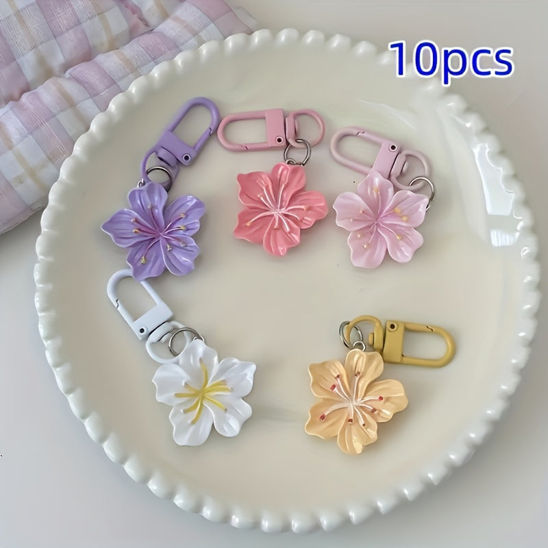 TEMU 10pcs Keychain, Sweet And Simple Flower Pendant, Lobster , Alloy-acrylic, Couple And Friend Gifts, Decorative Bag Accessories, Colorful, Bag