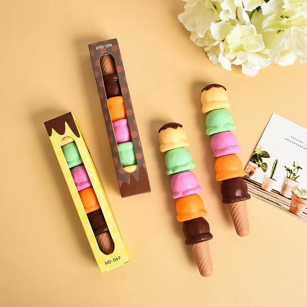 Pens 75 pcs-lot Creative Mini Ice Cream Highlighter Kawaii 5 colors Drawing Painting Art Marker Pen School supplies Stationery gift