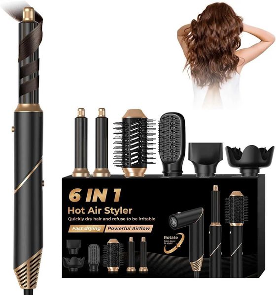 Professional folding hair dryer 5-in-1 hair dryer with hot air brush and powerful ion hair dryer equipped with comb and automatic curling ir