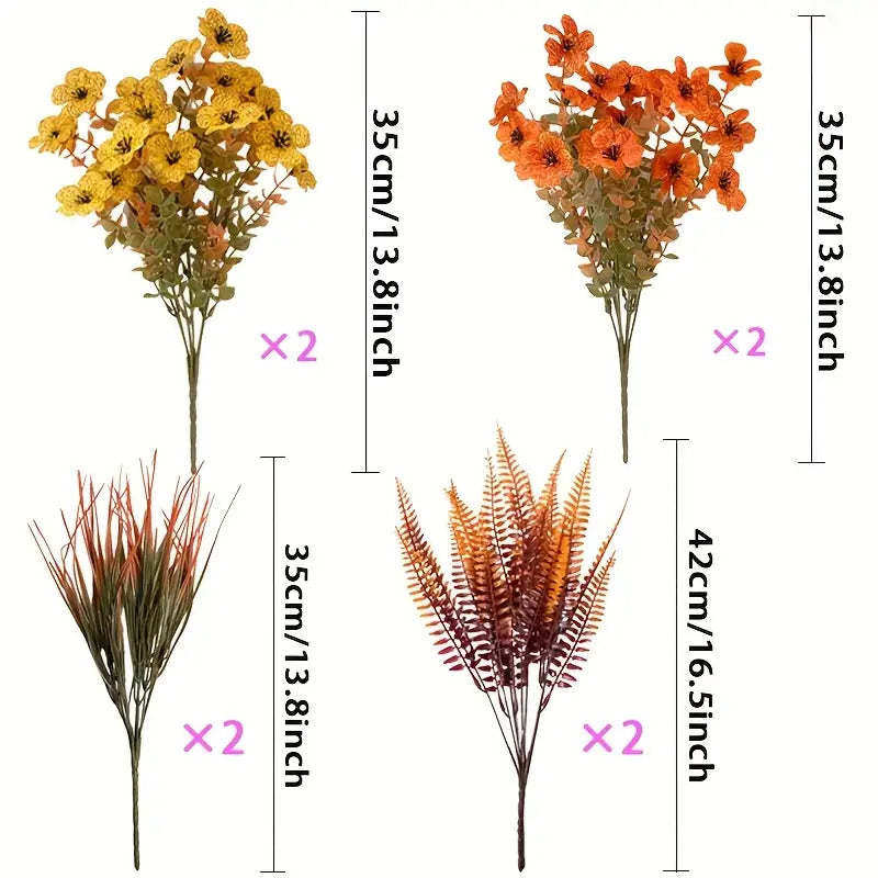 TEMU 8pcs Autumn Artificial Simulation Flower Bouquet, Uv-resistant And Fade-resistant Autumn Plants, Suitable For Indoor Home Decoration, Suitable