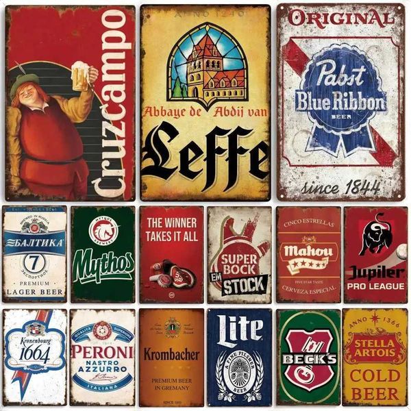 Vintage beer brand metal logo tin logo decorative plaque for home decoration used for garage club bars cafes mens cave decoration wall decor