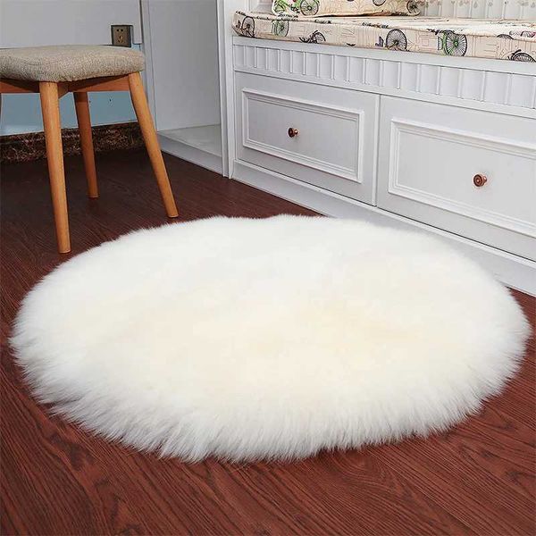 Plush round carpet sheepskin pink living room home decoration bedroom floor mat bedroom white area Shaggy fur carpet X240928