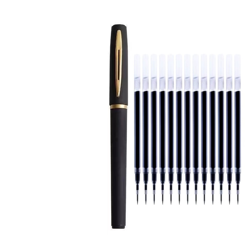 TEMU 11 Black Gel Pens Set, Including 1 Pen + 10 Refills, Large Capacity Gel Pens With 1.0mm Wide Tip, Suitable For Business, Office, Signature,