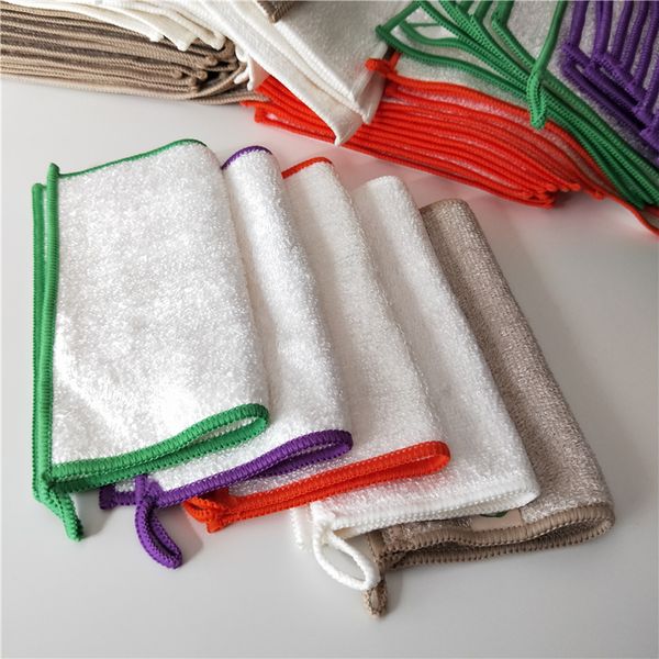 Popular Korean Washing Cloth White Dish Towel Wholesale Bamboo Fiber Table Cleaning Towels Lazy Kitchen Supplies Useful Gadget
