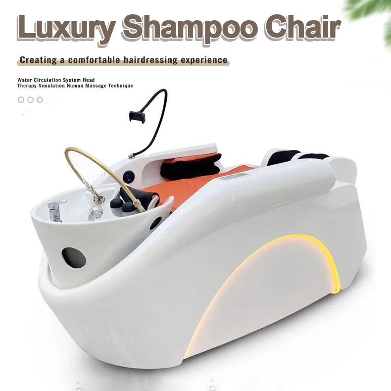 Professional Hair Salon Barber Shop Shampoo Bed Top Notch High-end Luxury Salon Furniture Shampoo Chair Hair Washing Head Back Leg Massage Shampoo B