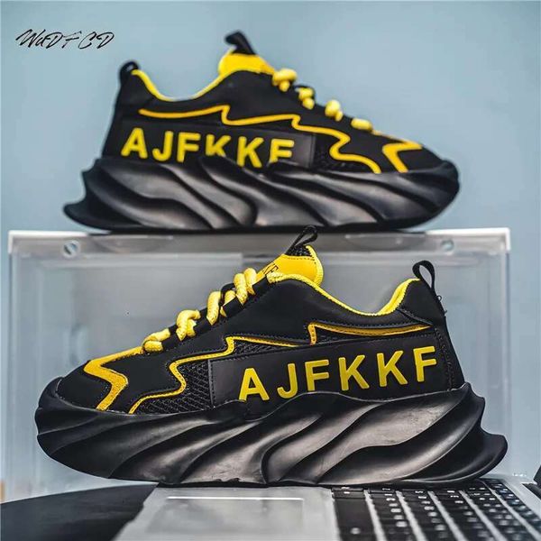 Chunky Sne aker Men Designer Sport Fashion Casual Microfiber Leather Fabric Breathable Height Increased Flat Platform Shoes