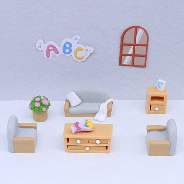 1Piece Dolls House Miniature Furniture Sofa Chair Desk Chair DIY Dollhouse Decoration Micro Landscape Resin Ornaments Accessory Y240807