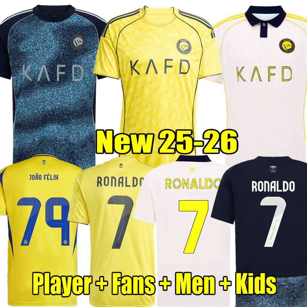 3XL 4XL Al Nassr FC 25 26 Soccer Jerseys Kids Kit 2025 2026 JOAO FELIX Football Shirts Set Home Away SIMAKAN Club Cristiano RONALDO MANE CR7 Third 3