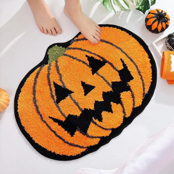 Halloween Carpet Floor Mat Doormat Halloween Creative Cute Cartoon Devil Pumpkin Bat Decoration Non-Slip Floor Door Mat 240829