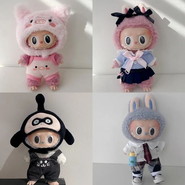 17cm Cute Mini Plush DollS Clothes Outfit Accessories For Korea Kpop Exo Labubu Idol Dolls Sweater Hoodie Clothing Girls Gift 241126