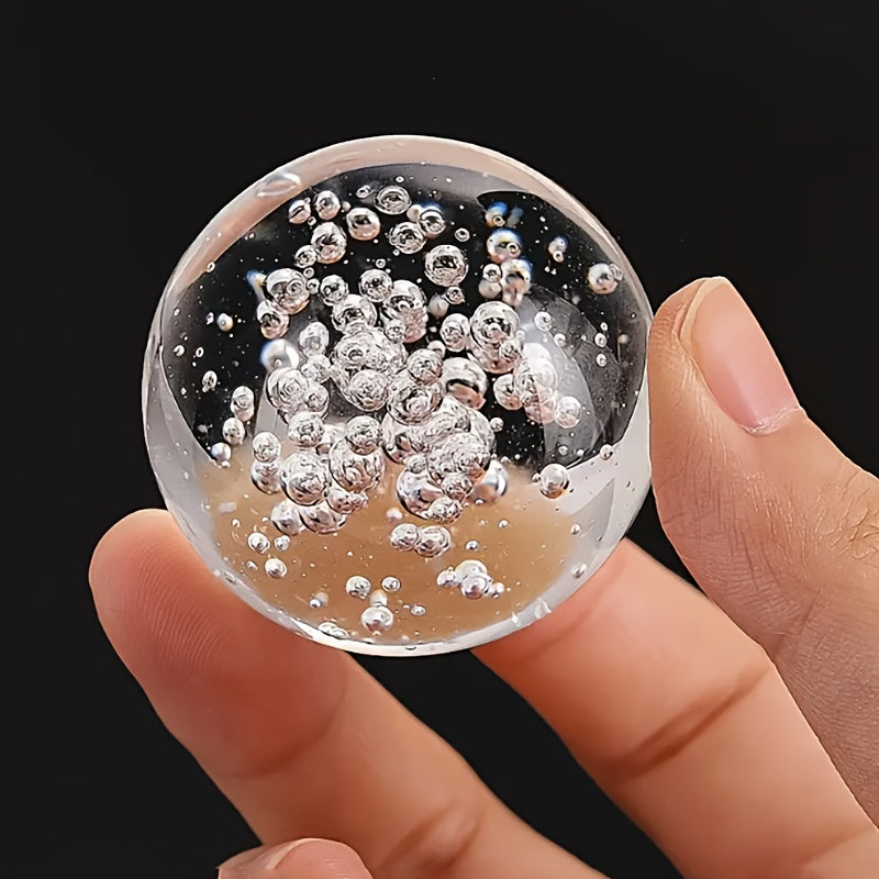 TEMU 40mm-1.57in Transparent Crystal Ball With Bubbles - Diy Handmade Fountain & Water Feature Decor, Art Glass Ornament For Home, Office, Wedding,