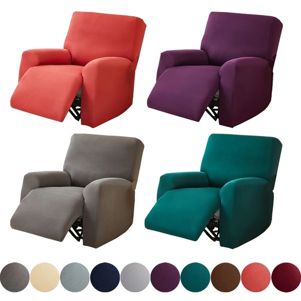 4-pieceset solid color lounge chair sofa cover single seat elastic relaxation lounge chair cover armchair cover furniture protector 241107