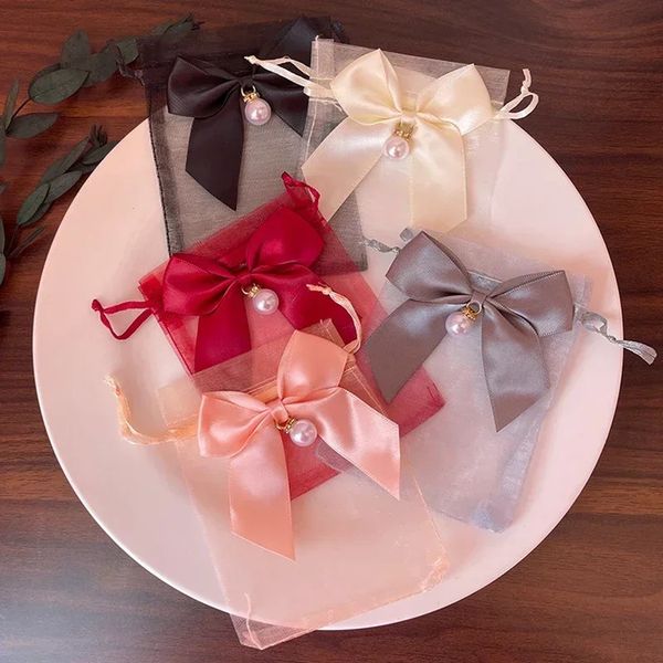 100 Bow Organza gift bags with drawstring candy cookies packaging bags jewelry storage bags most for birthday parties 241113