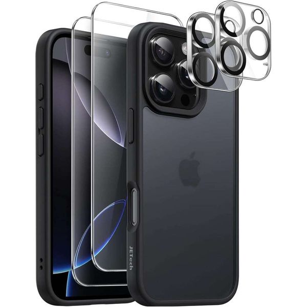 Case for 3 iPhone 16 Pro Max 6.9-Inch with 2-Pack Each Tempered Glass Screen Protector and Camera Lens Protector, Translucent Back Shockproo