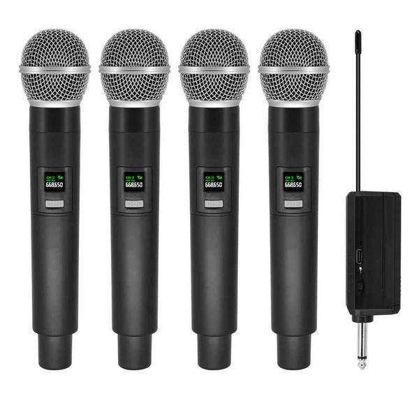 Microphones Professional wireless microphone with 4-channel karaoke handheld charging easy to use comes with a carrying case J240830