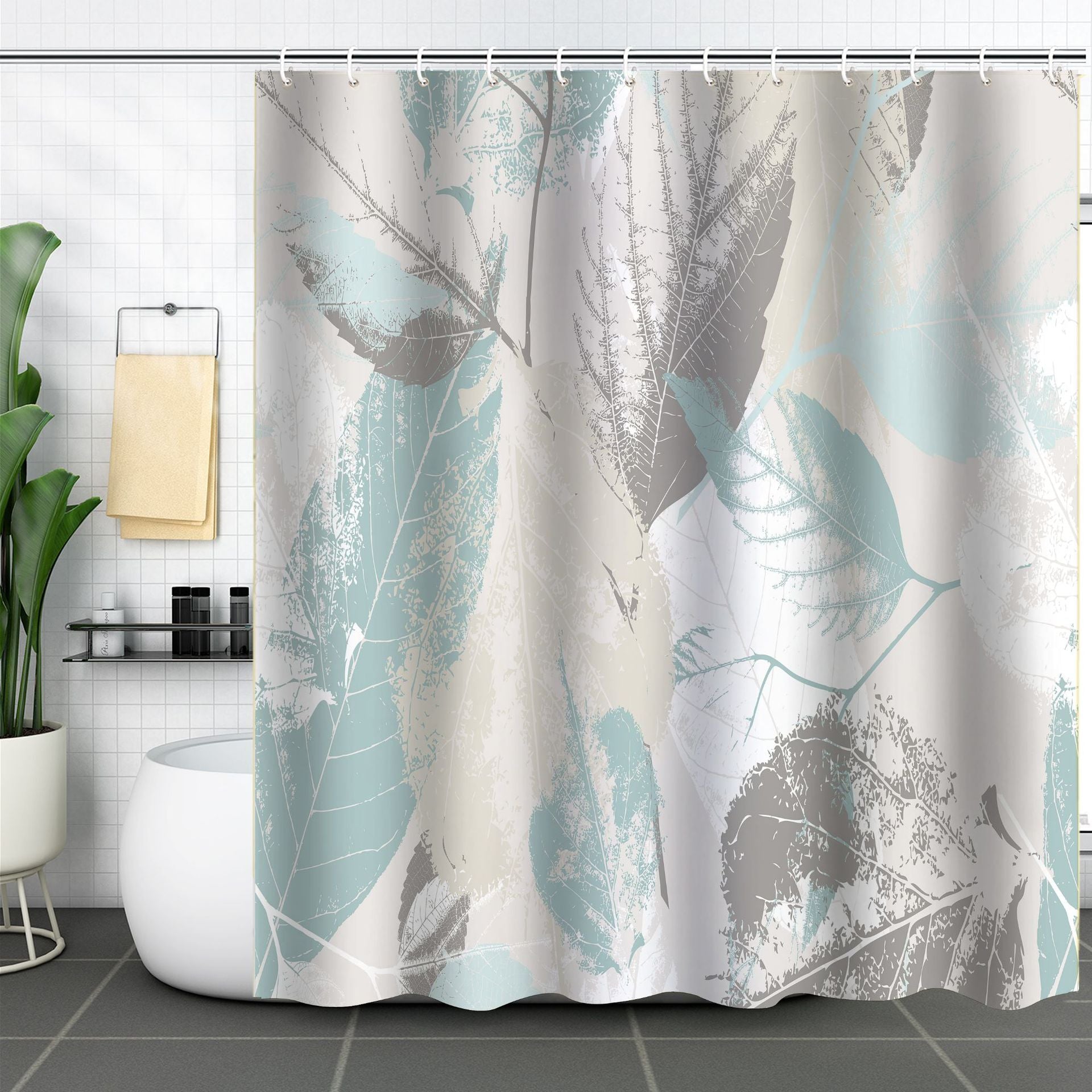 YL-37252 Waterproof Shower Curtain 3D Printed Tropical Jungle Plant Leaves and Flowers Season Polyester Shower Curtain with Hook