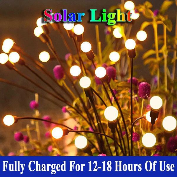 Upgrade Solar Energy Swing Firefly Lights Outdoor Waterproof Led Garden Lawn Lamp He Courtyard New Year Christmas DecorationT250122