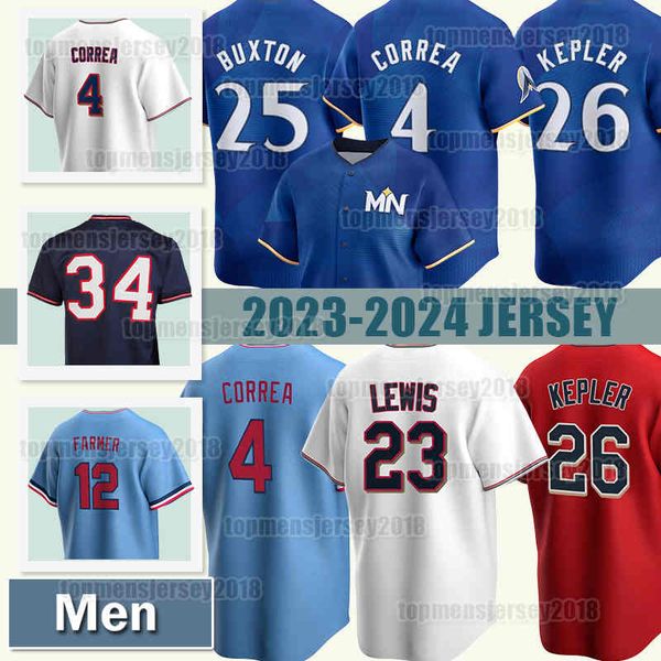 4 Carlos Correa Baseball Jersey 23 Royce Lewis 29 Rod Carew Jose Miranda Chris Paddack Edouard Julien Bailey Ober Matt Wallner Simeon Woods