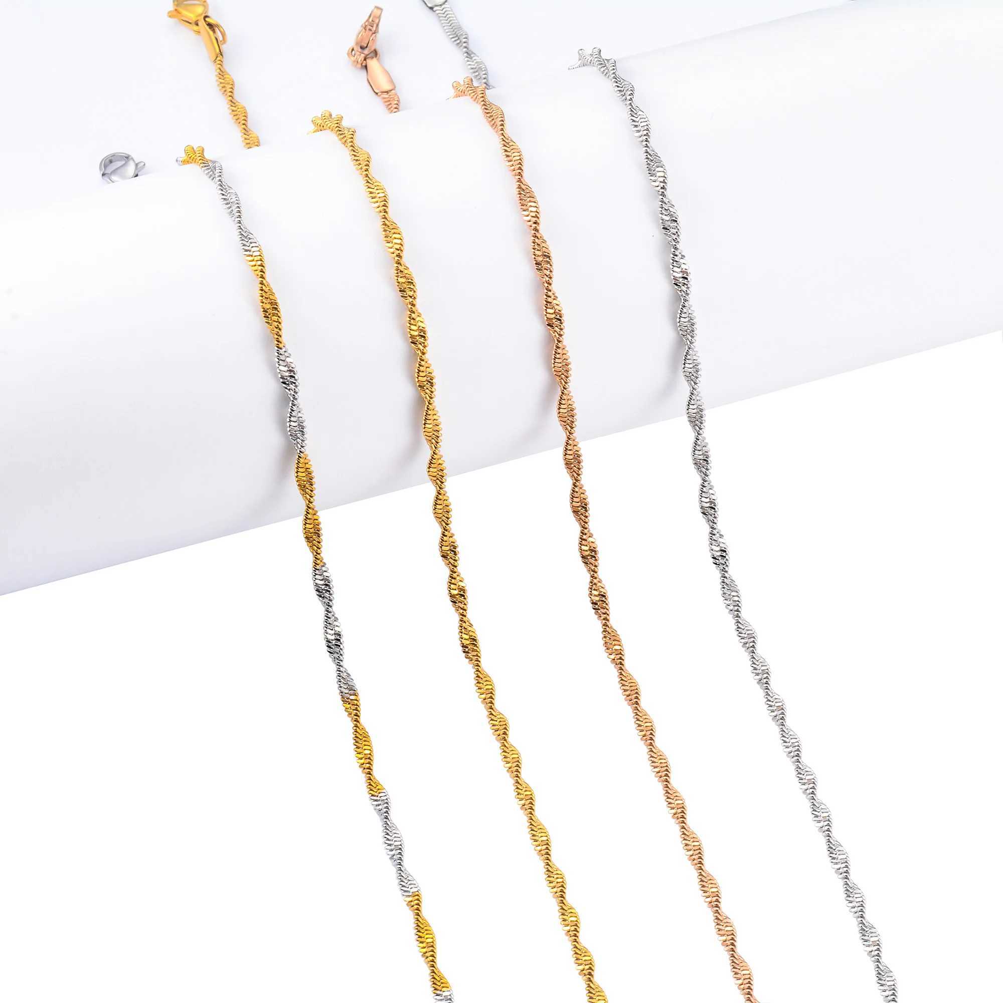 Womens Stainless Steel Necklace Twisted Flat Snake Chain for Ladies Men Jewelry Accessories Choker on the Neck Collarbone DIYX240919