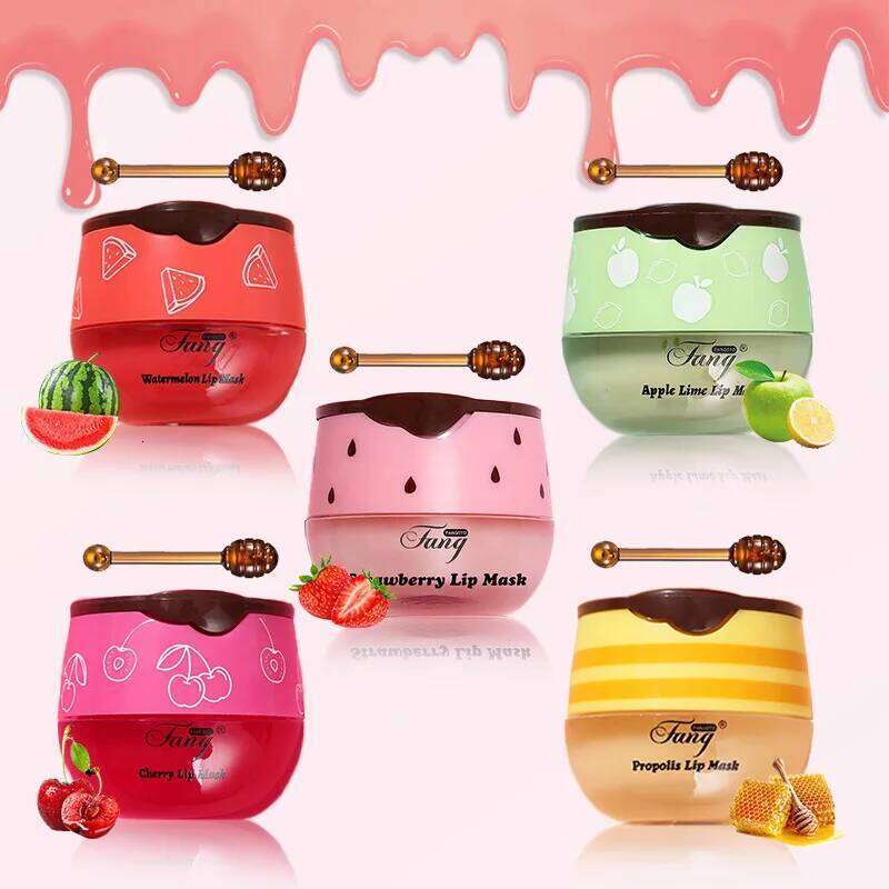 free shipping 5.5g Lip Sleep Mask Night Sleep Maintenance Moisturizing Lip Gloss Bleach Cream Nourishing Lip Care Strawberry Honey