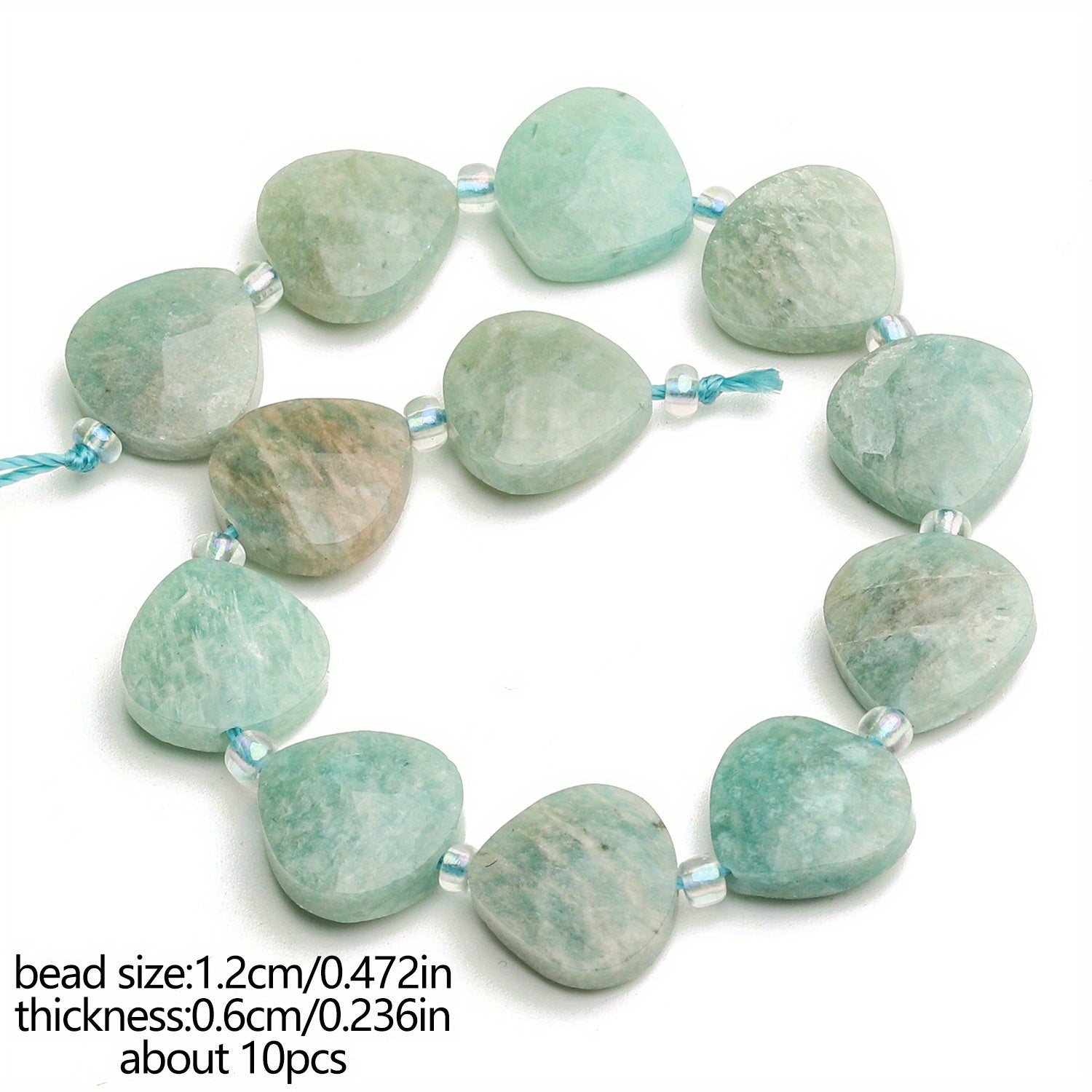 TEMU Tananta Natural Amazonite Stone Beads - 12mm Loose Beads With & White Marbling For Making, Bracelets, Necklaces, Elegant Charms & Fashion