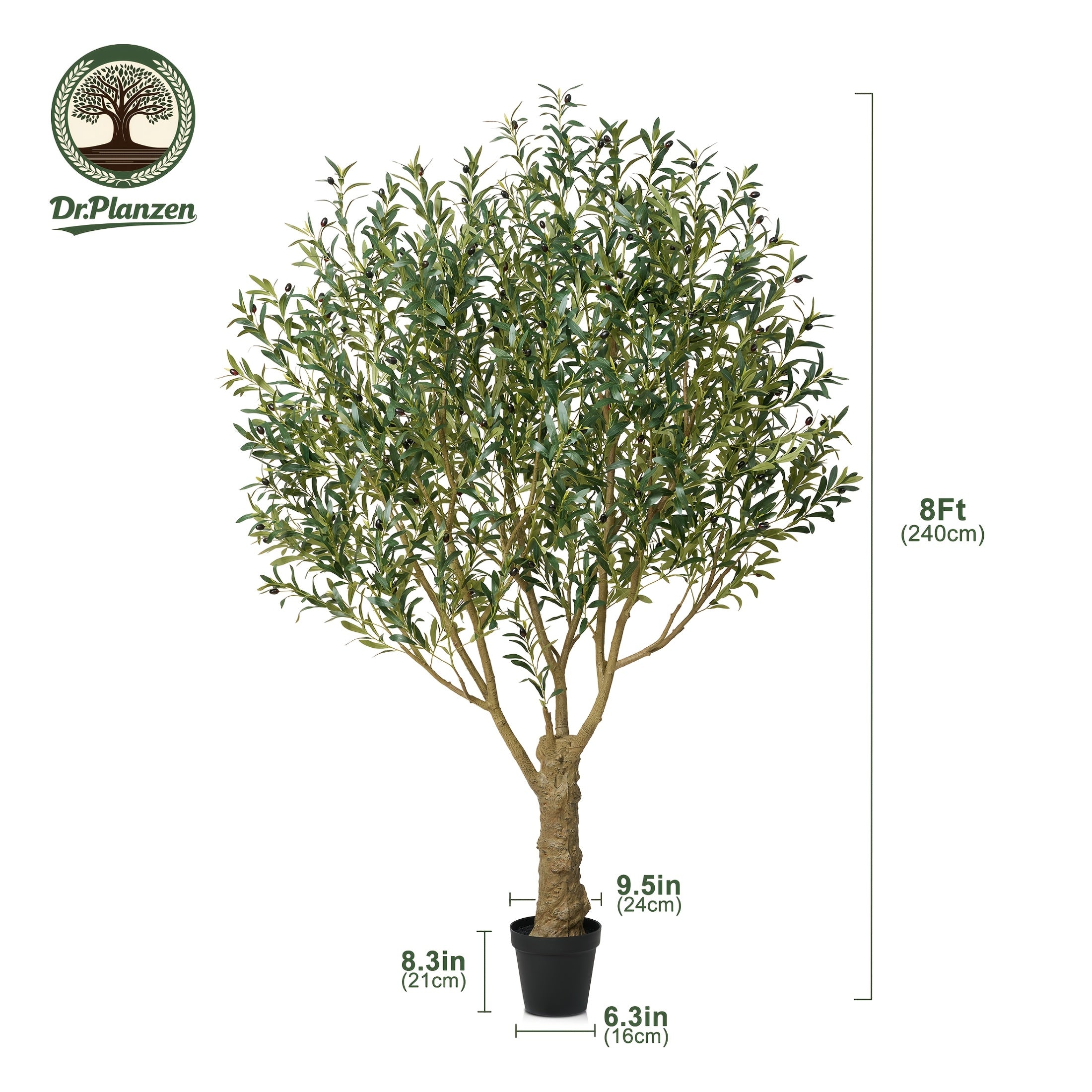 TEMU 5-6-7-8ft Artificial Olive Tree, Uv Resistant Olive Plant With Black Planter, 39-49-54-62 Branches & 1390-2055-2871-4007 Silk Leaves, Indoor