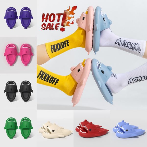 2024 new Shark Slippers For Women Men Outdoor Beach Slides Bathroom Non-slip Thick Sandals Home Couple Flat Shoe Shark Flip Flops eur 36-45