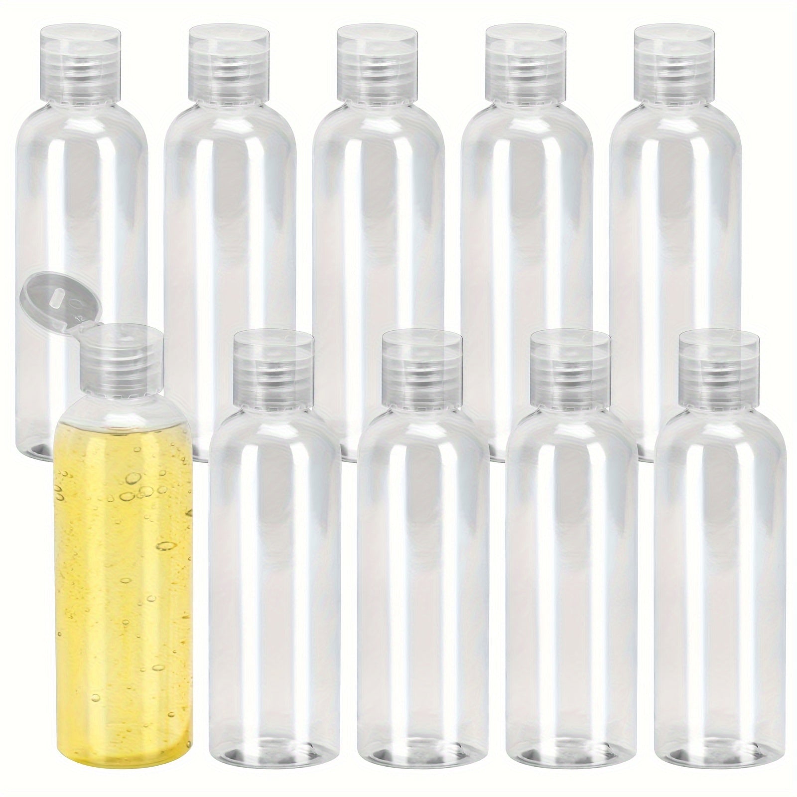 TEMU Pack Of 10 3.4oz-100ml Clear Plastic Travel Bottles With Flip Lids - Refillable, Squeezable Containers For Shampoo, Lotion And Toiletries -