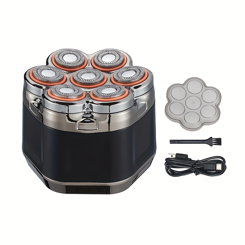 TEMU Men's Electric Shaver, Bald Shaver, Ipx5 Waterproof, Full Body Waterproof Washable, Usb Fast Charging, Home Shaving, Wet And Dry Double Shaving,