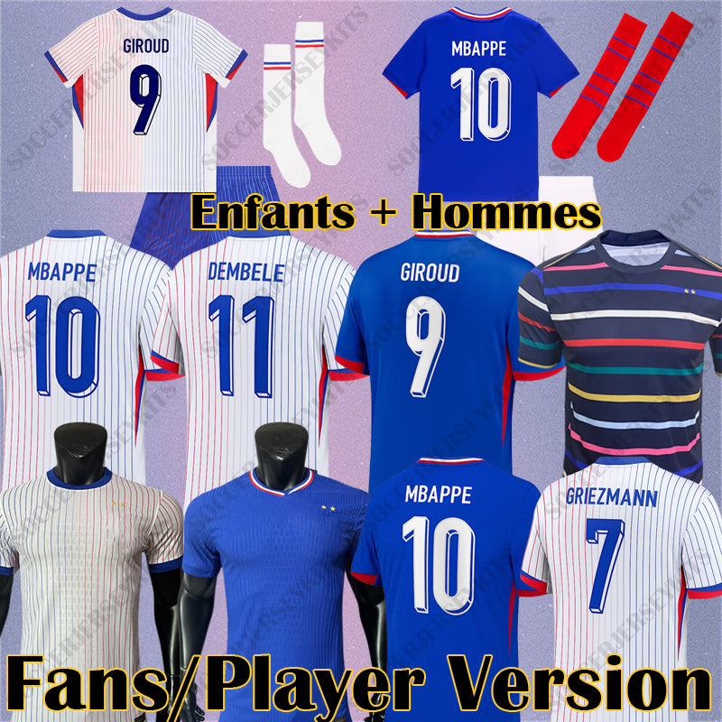 4xl maillot equipe de foot euro 2024 Soccer Jerseys French BENZEMA Football shirts MBAPPE GRIEZMANN CAMAVINGA hommes enfants MEN kids frankreich fus