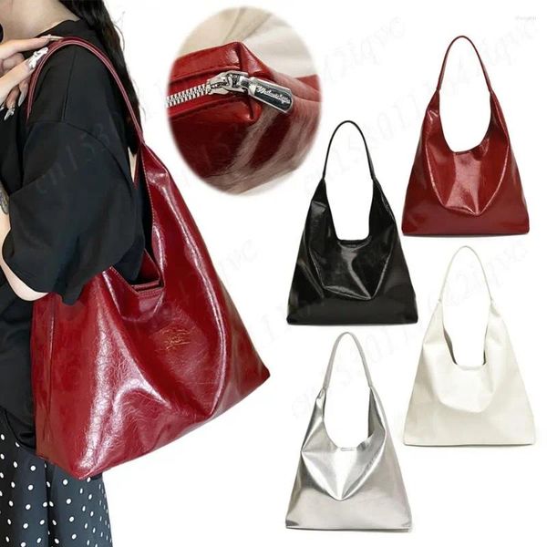Drawstring PU Leather Hobo Bag Soft Designer Top Handle Handbag Large Capacity Shoulder Purse For Women Work Shopping Travel