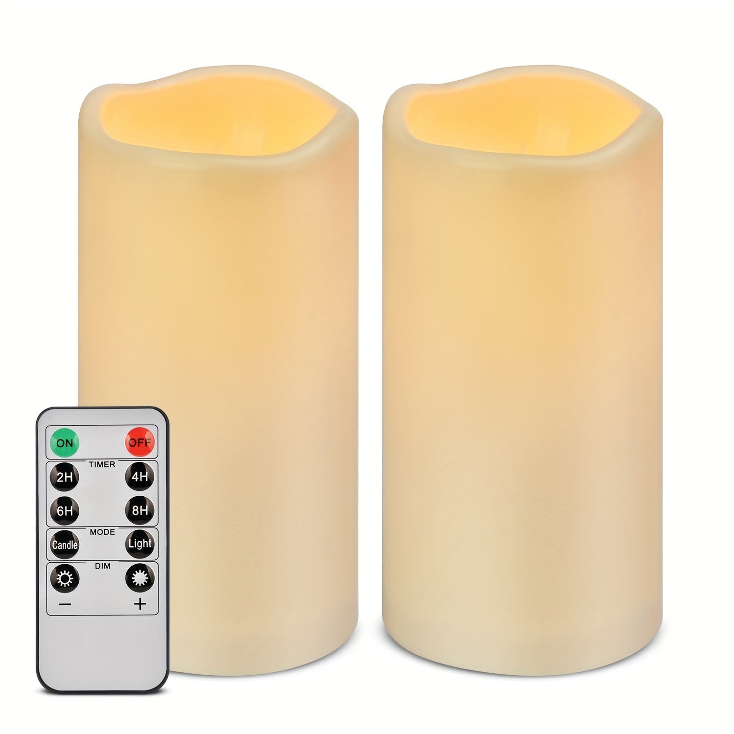 TEMU 2-12pcs Flickering Flameless Candles, Ivory, Battery Operated Candles, Outdoor Indoor Plastic Led Pillar Candles With 2 Remote Control